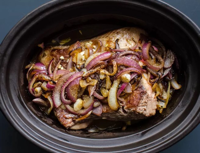 Slow Cooker Brisket and Onions #beef #dinner