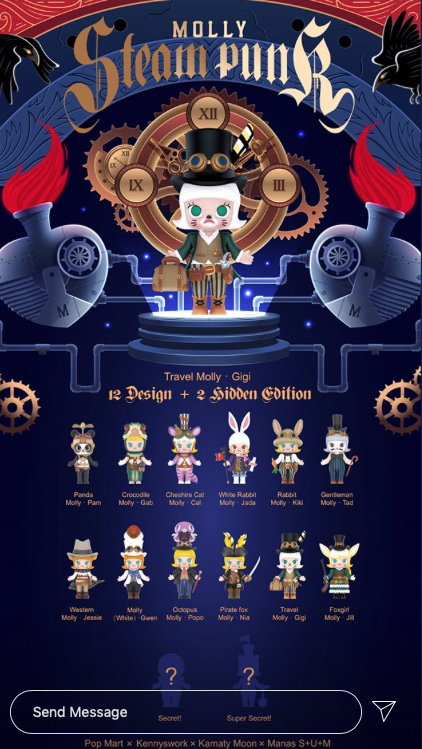 POP MART x KENNYSWORK Molly Steam Punk Panda Pam Mini Figure Designer Art Toy 