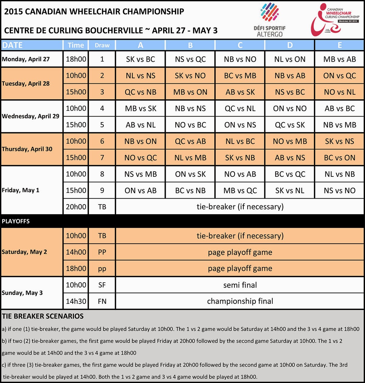 Wheelchair Curling Blog 2 Schedule for 2015 Canadian Wheelchair