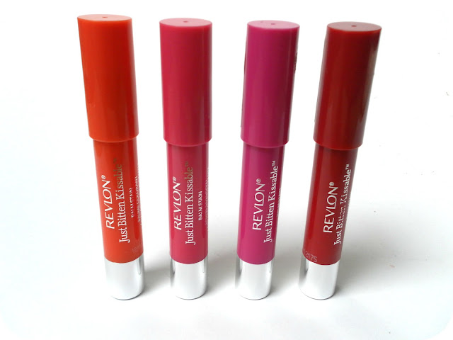 A picture of Revlon Kissable Lip Balm Stains in Rendezvous, Cherish, Lovesick and Romantic