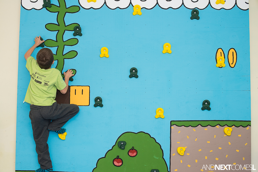 DIY Super Mario Themed Climbing Wall for Kids {How to Build a DIY