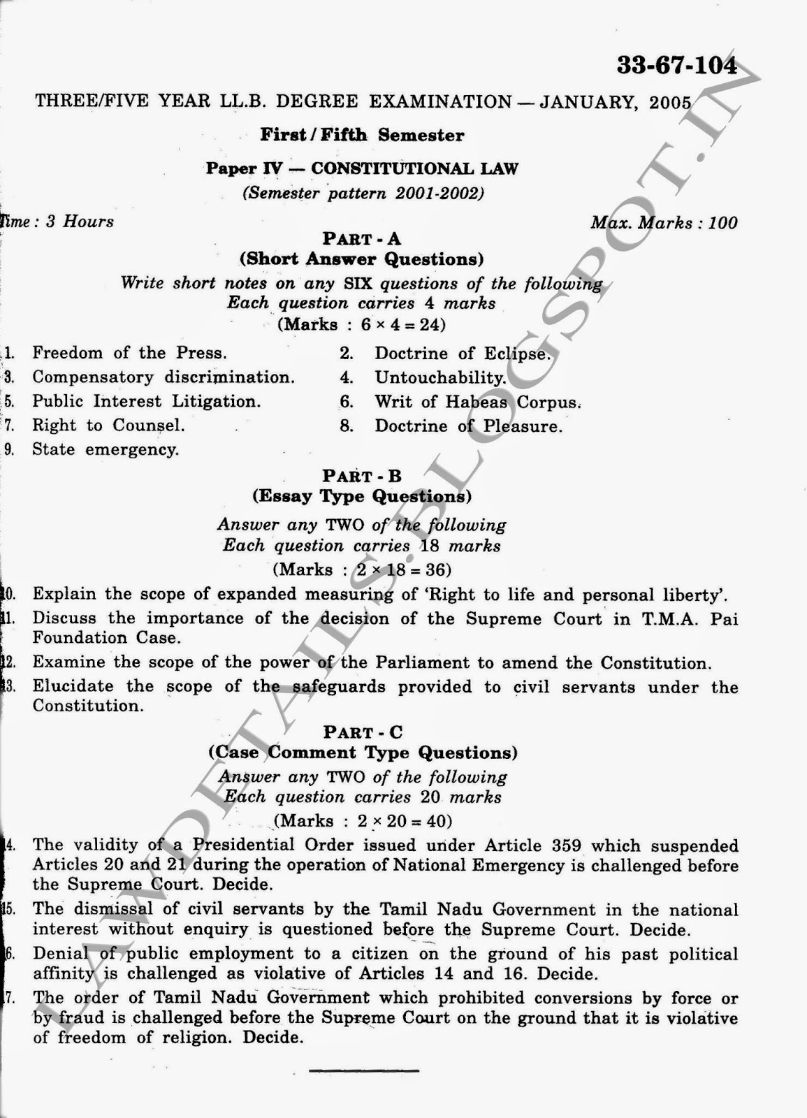 LAWDETAILS.BLOGSPOT.IN 1.2 Constitutional Law I S.V.University 1st