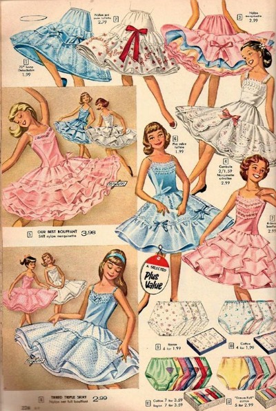 Variety of 1950's Petticoats and Panties in Catalog Ad