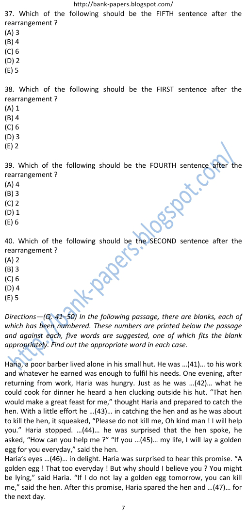 ibps clerical model question paper with answers