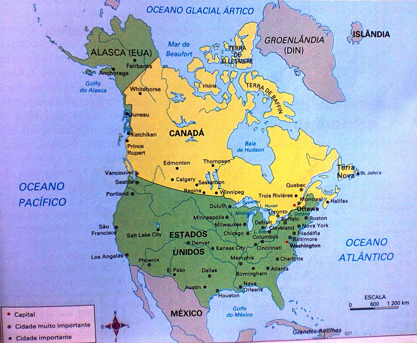 Mapa Canada Estados Unidos