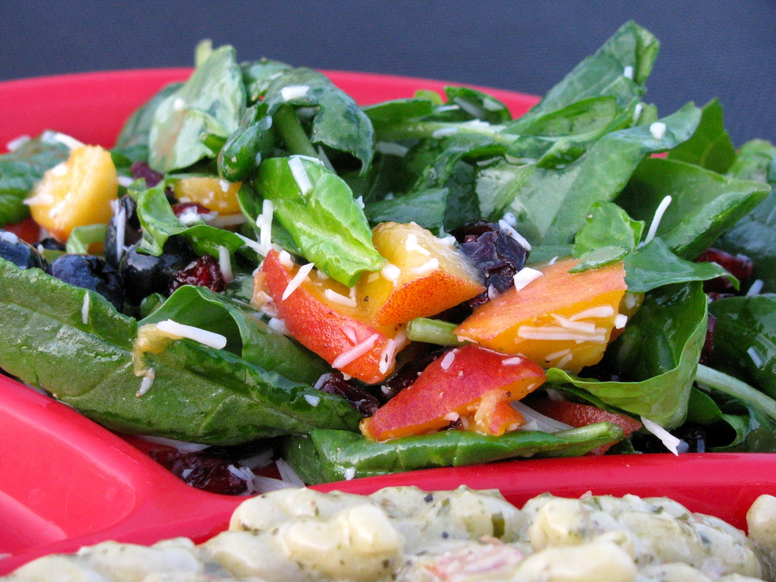 Betty Spinach peach salad