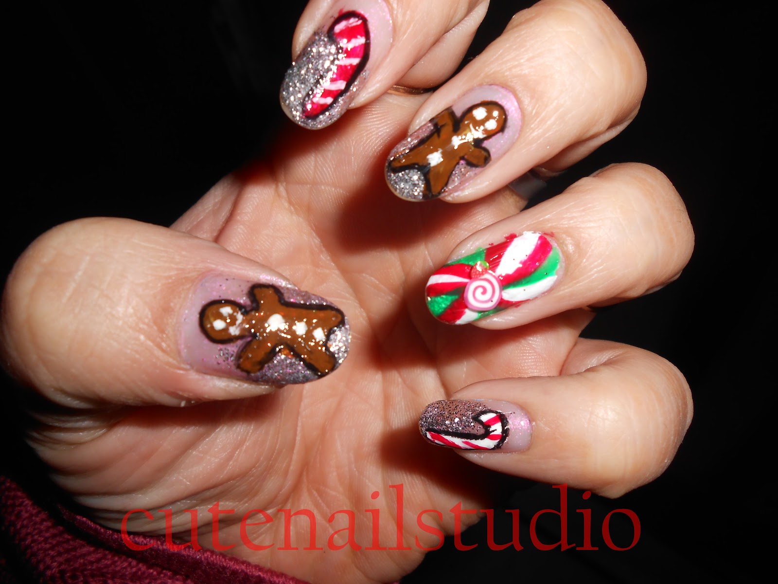 7. "Whimsical Gingerbread Man Nail Art Design" - wide 10