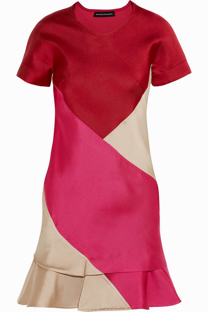 Ostwald Helgason Colour-block satin twill dress