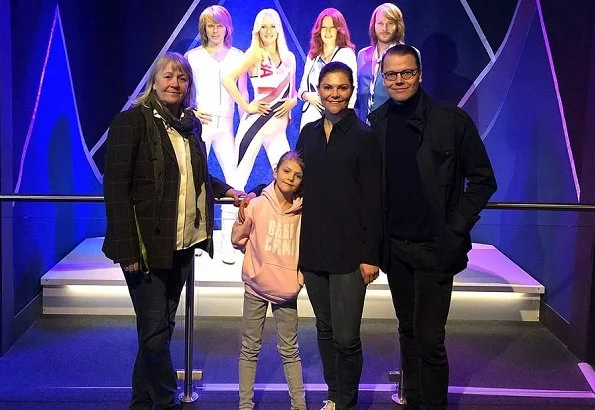 Crown Princess Victoria, Prince Daniel and Princess Estelle of Sweden visited ABBA The Museum in Stockholm