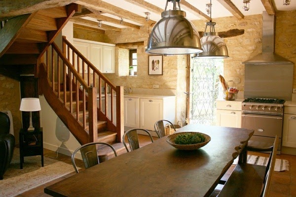Large pendant lights in the dining room