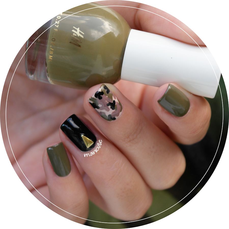 military nails H&M olive green