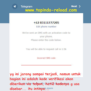 kode telegram di kirim via telpon by  admin topindo