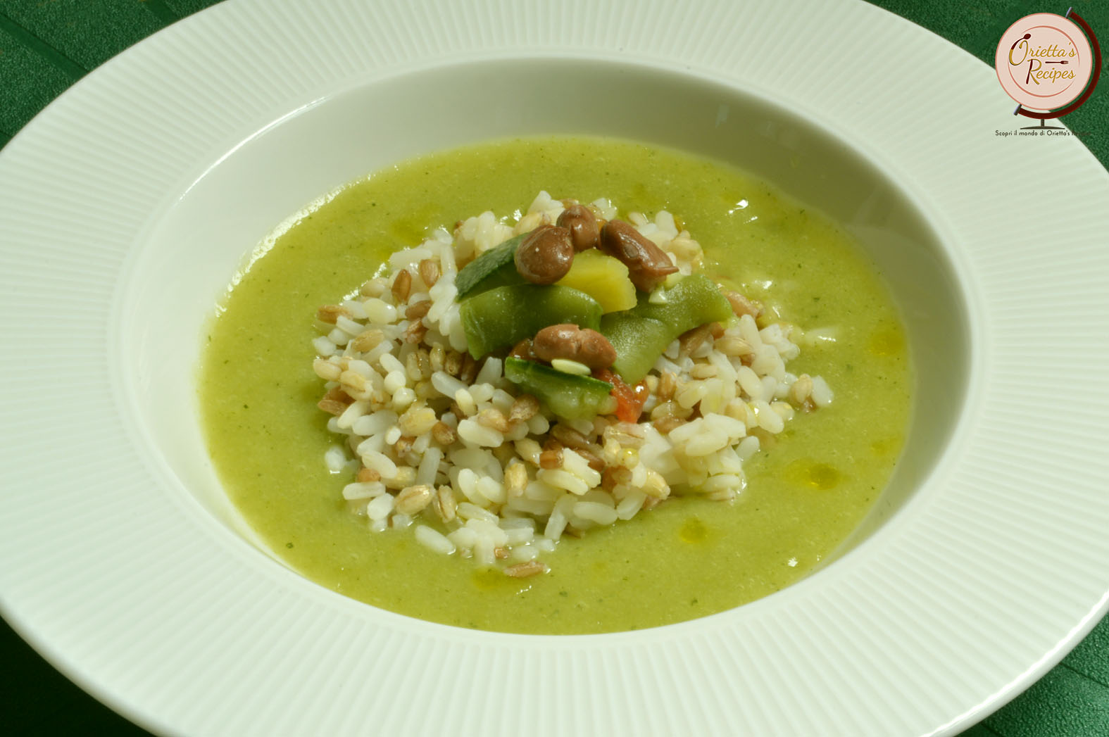 Orietta's Recipes Riso farro e orzo su vellutata di verdure