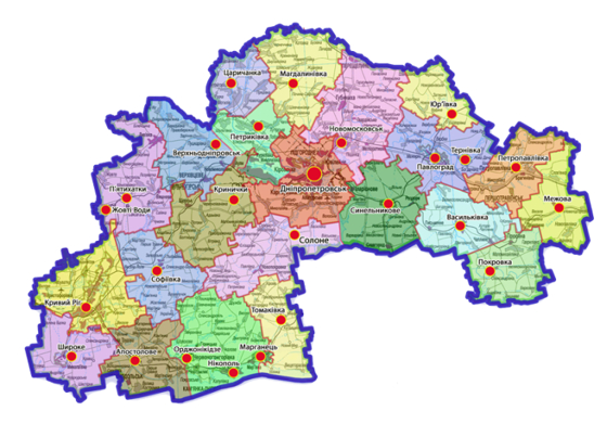 Карта днепропетровской области подробная с городами и поселками