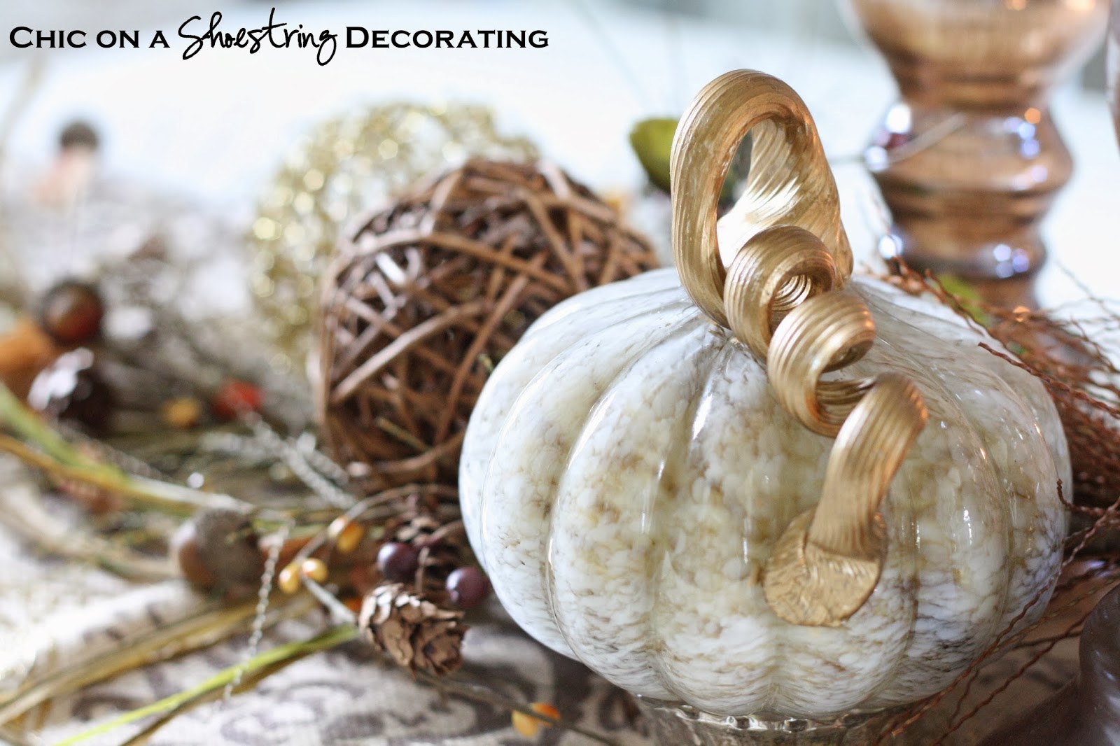 Chic on a Shoestring Decorating Fall Centerpiece and Pier 1 Gift Card