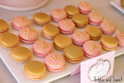 To keep in with the pink and gold royal theme I made the macarons in pink . (macarons royal pink and gold monogram)