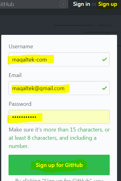 إنشاء حساب على github إنشاء حساب على github