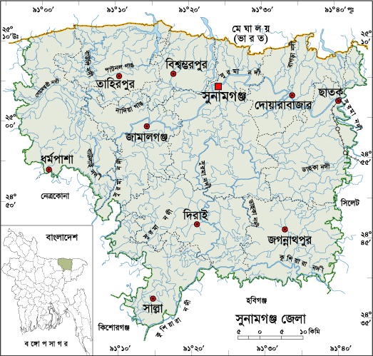 Map Of Sunamganj District Bangladesh Map All: Sunamganj Map