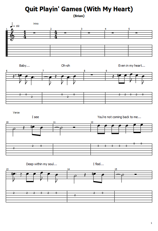 Backstreet Boys - Quit Playin' Games (With My Heart)  (Guitar Cover) (Chords & Key) (Guitar Lessons) Tabs & Sheet Music