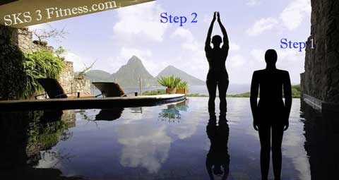 Tadasana steps Mountain pose are shown in this image of Palm Tree Yoga Pose
