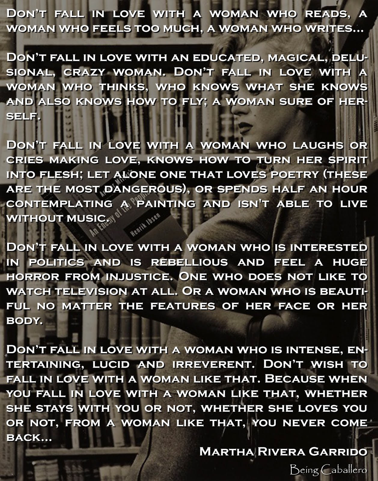 "Don t fall in love with a woman who reads "