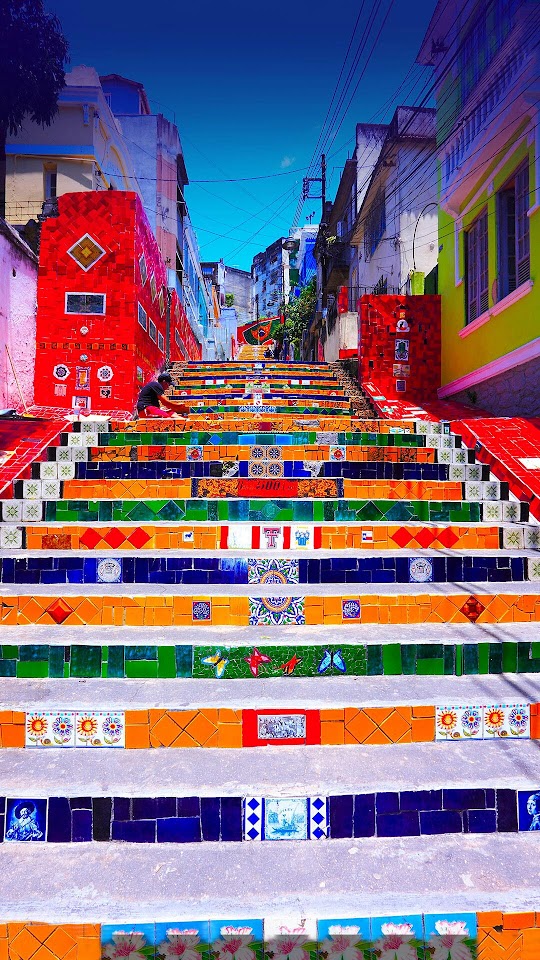 Brazil Landscape Colorful Stairs Buildings  Galaxy Note HD Wallpaper