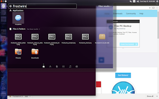 frostwire app icon shown in Ubuntu search glass