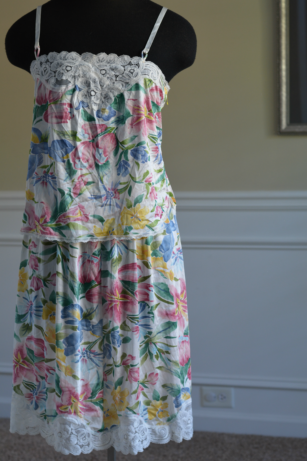 Love this vintage floral Vanity Fair camisole and half slip set from Goodwill.