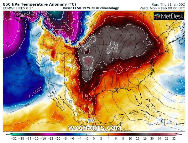 Pronostican deshielo en las zonas donde impacto el vortice polar. Pronostican deshielo en las zonas donde impacto el vortice polar.
