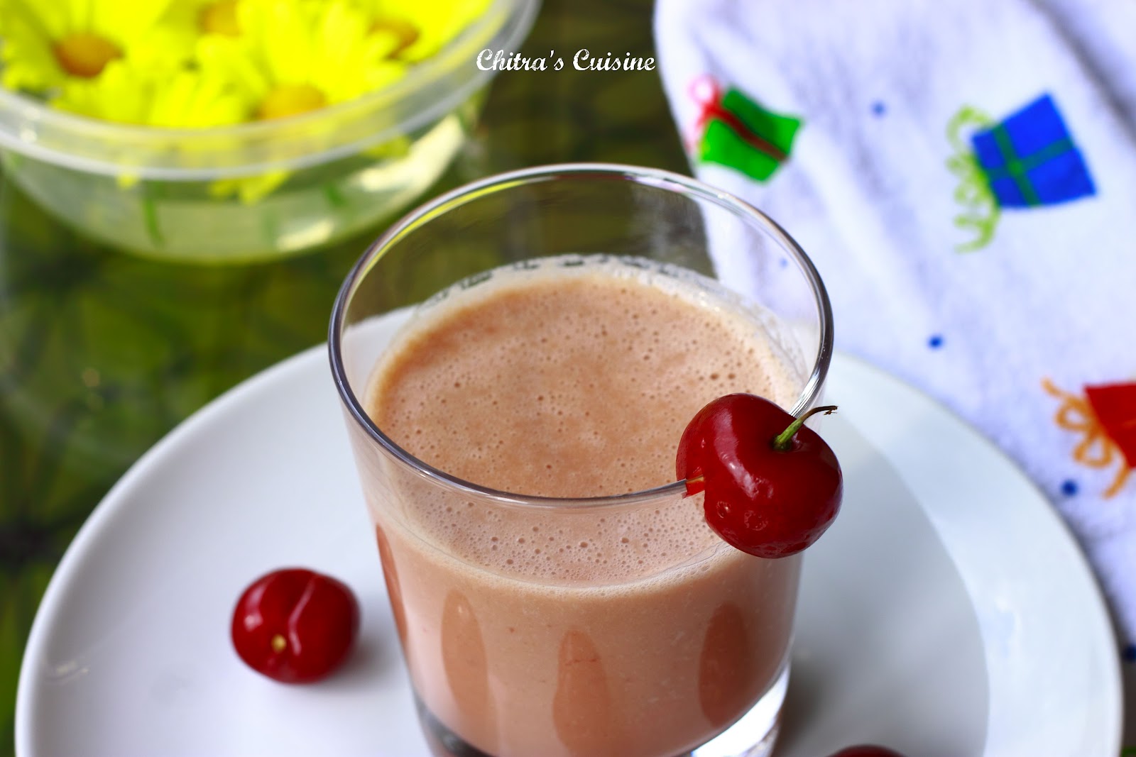 Chitra's Cuisine Cherry Yogurt Smoothie