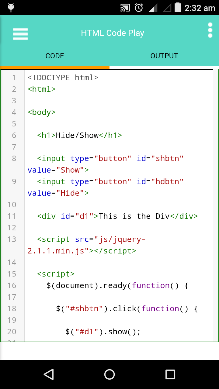 HTML Editor for android app HTML Code Play