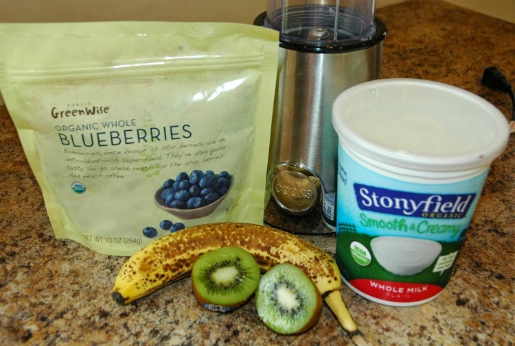 Blueberry Earth Day Smoothie. Healthy snack for kids full of fruit, protein, and calcium!! Blueberry and kiwi make ocean and land.