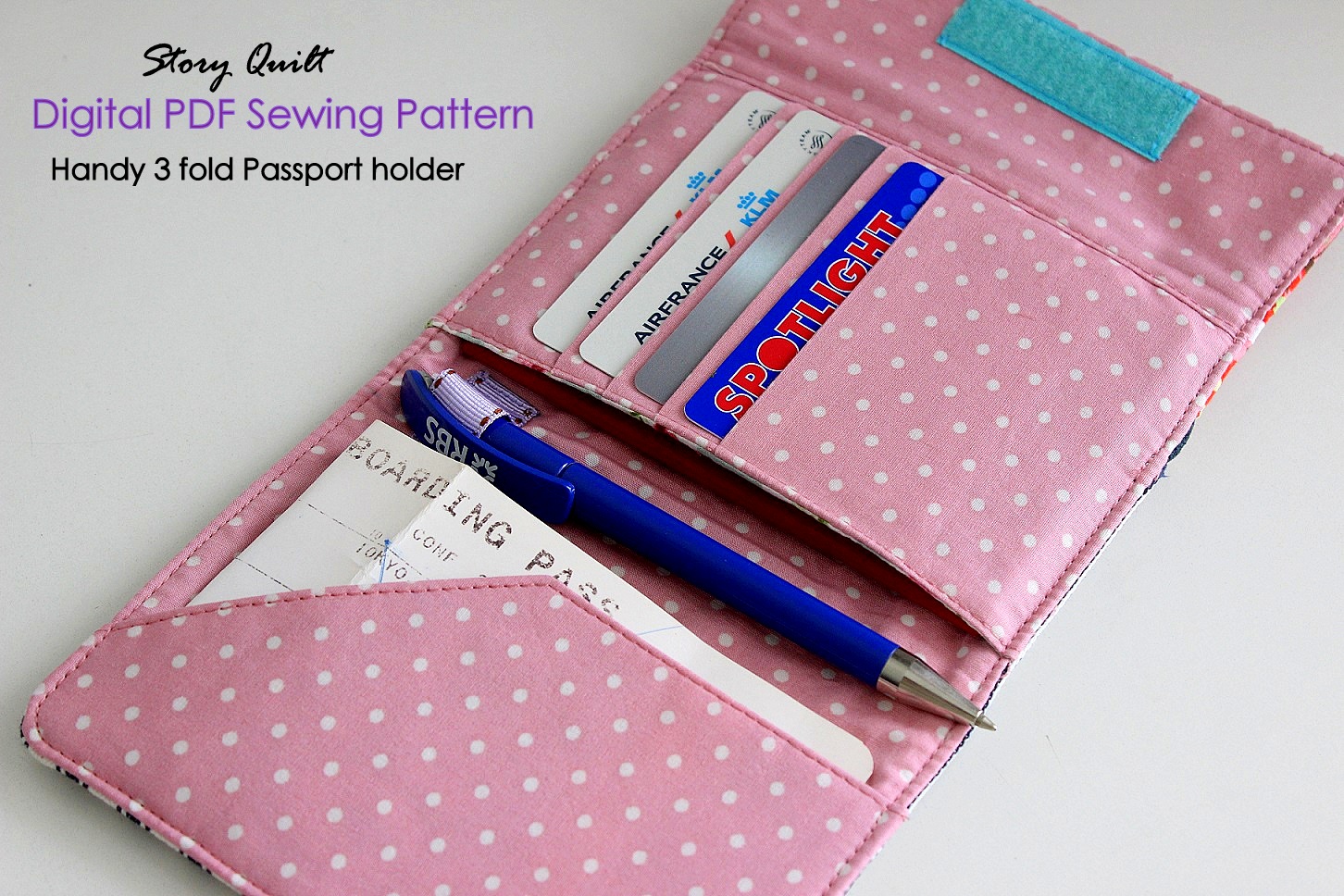to Story Quilt Handy 2 fold passport holder sewing pattern