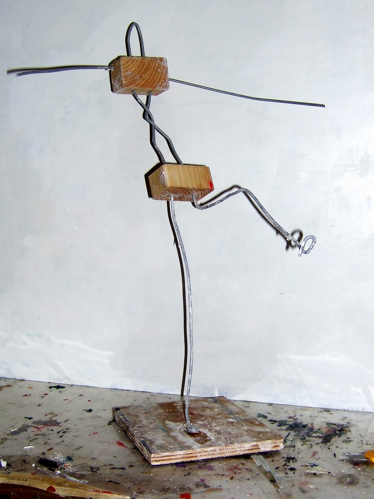Art Student UK 3D Art Armature built using blocks of wood and Garden