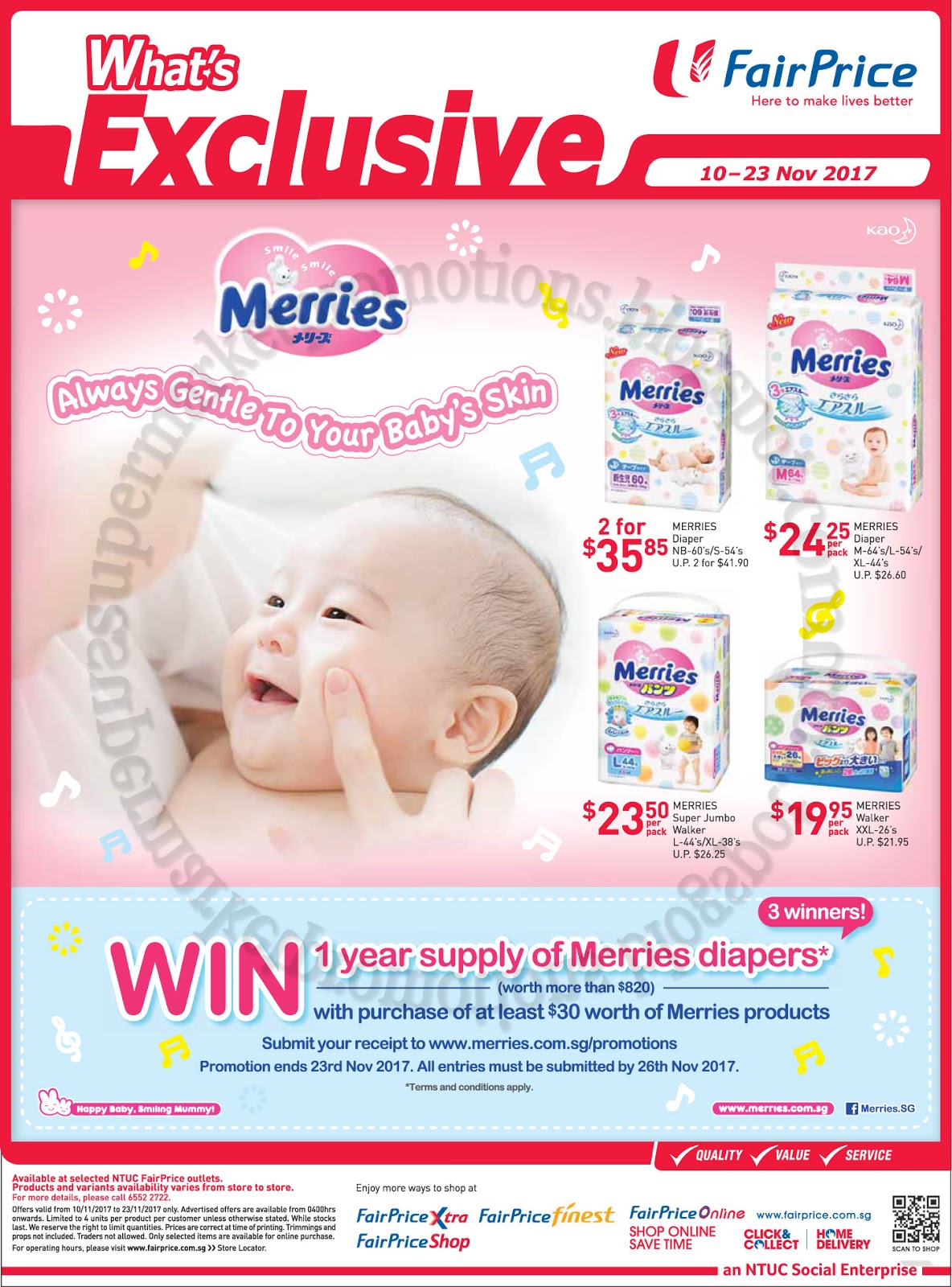 NTUC FairPrice Merries Diapers Promotion 10 23 November 2017