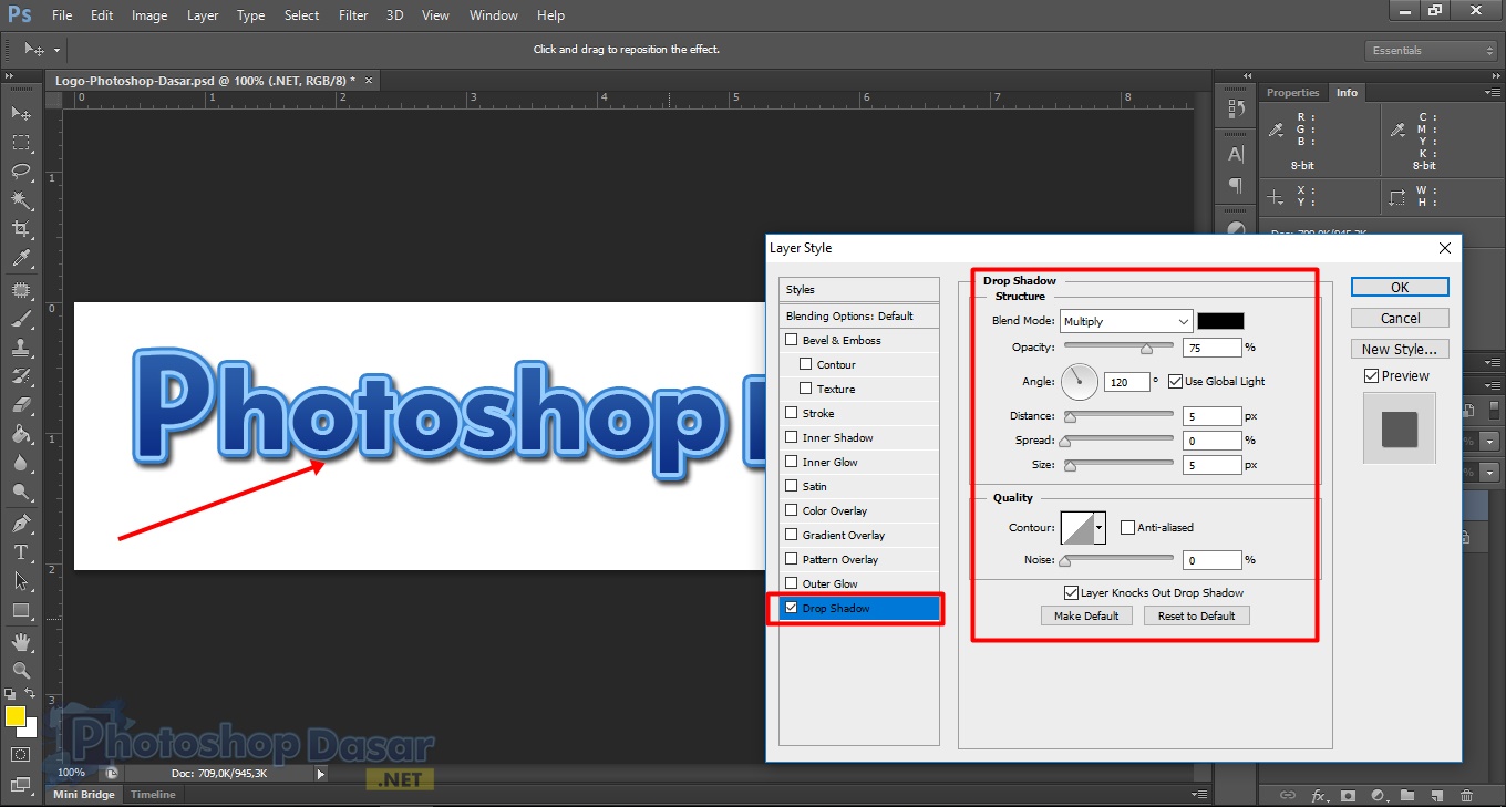 Cara membuat tulisan seperti ada bayangan pakai