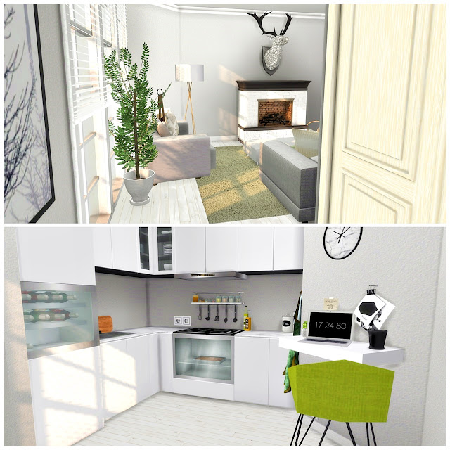 L i n e y S i m s: Kitchen with Livingroom