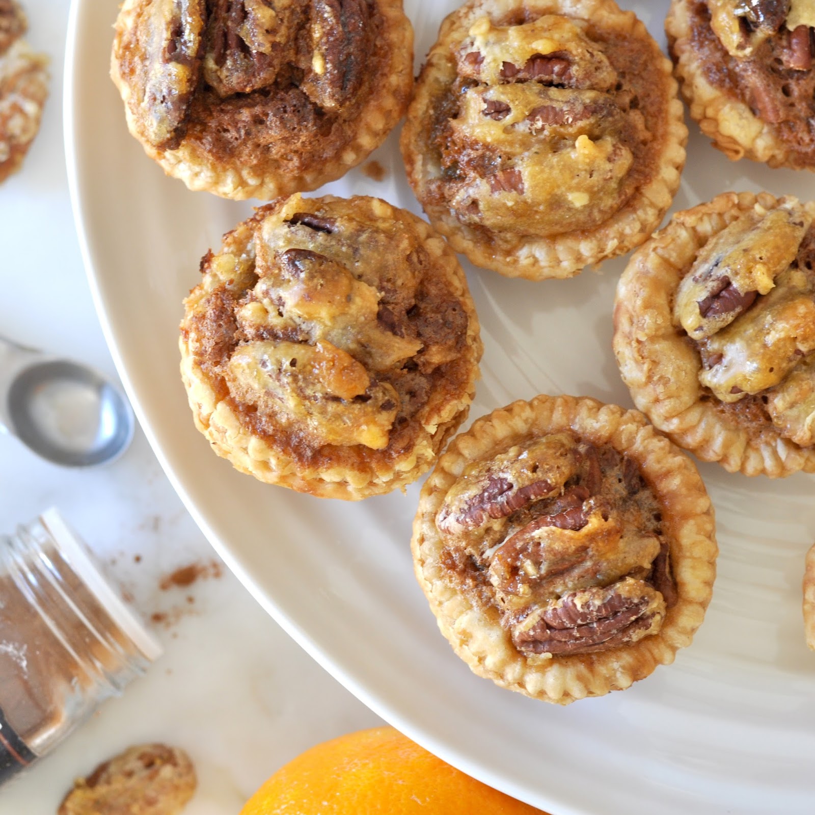 Cooking with Manuela Puff PastryPecan Mini Tarts Topped with Caramelized Pecan Halves