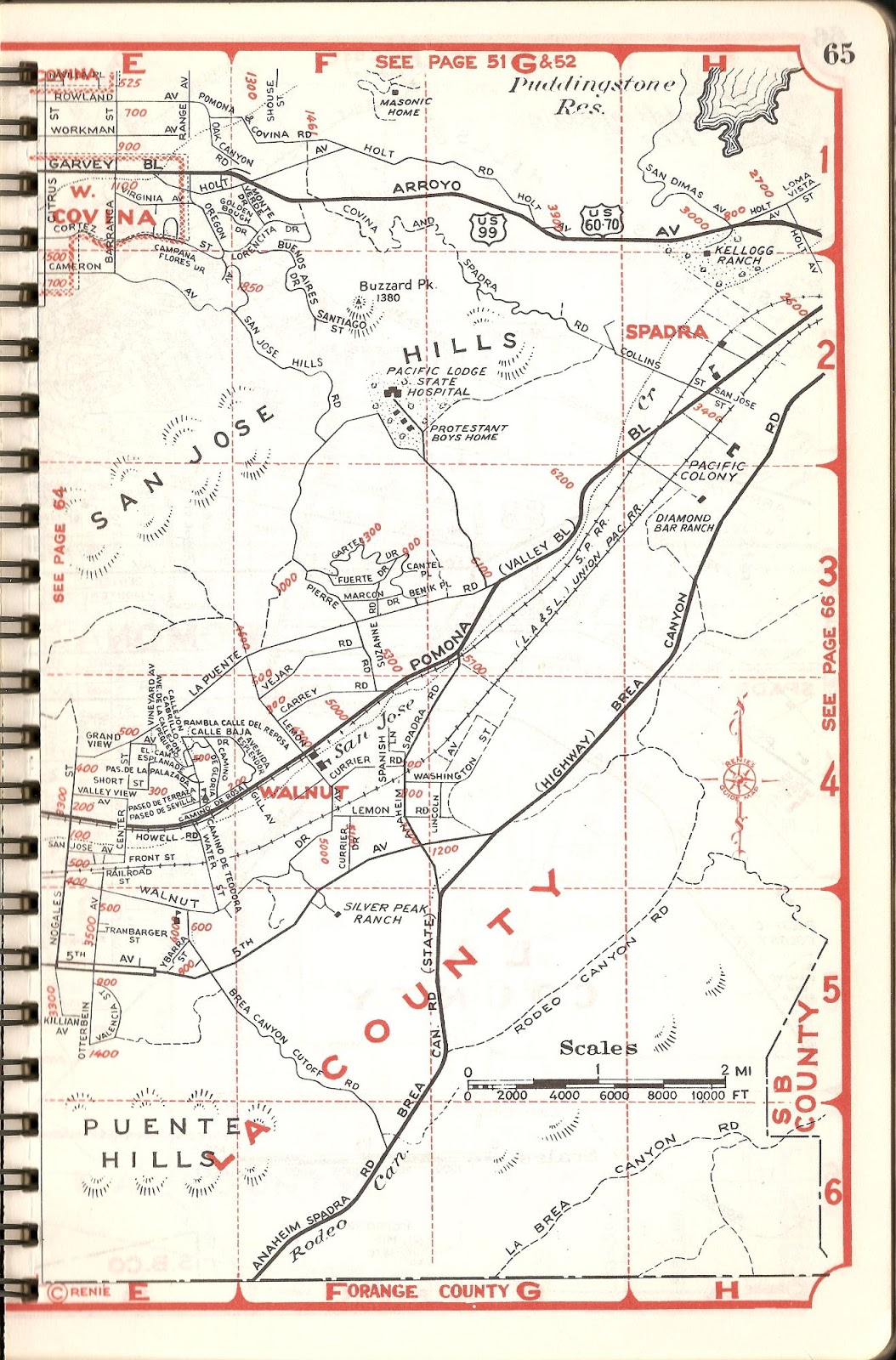 EAST SAN GABRIEL VALLEY / PUENTE AREA VINTAGE MAPS
