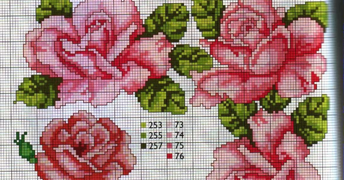 Grafico De Rosas Em Ponto Cruz Para Toalhas De Banho Rosas para toalhas de banho em ponto cruz - Bordados em Ponto Cruz