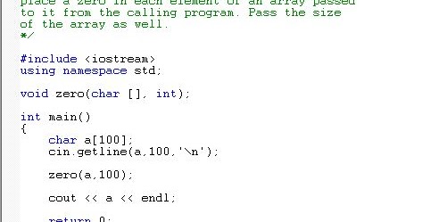 C++: Place a zero in each element of an array passed to it in C++