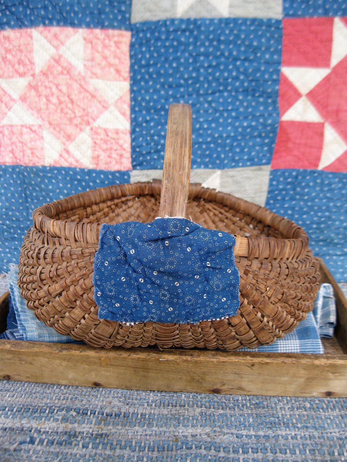Early basket with calico patch