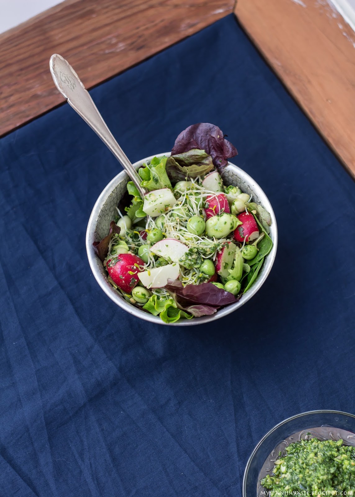 My Spanish Taste Broad beans and peas salad with arugula pesto