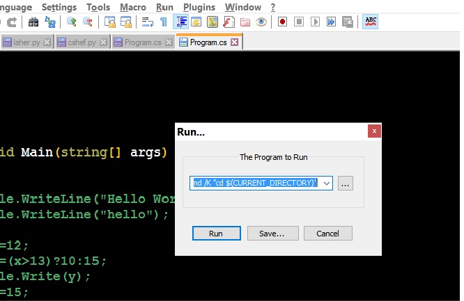 programming: C# in Notepad++ configured