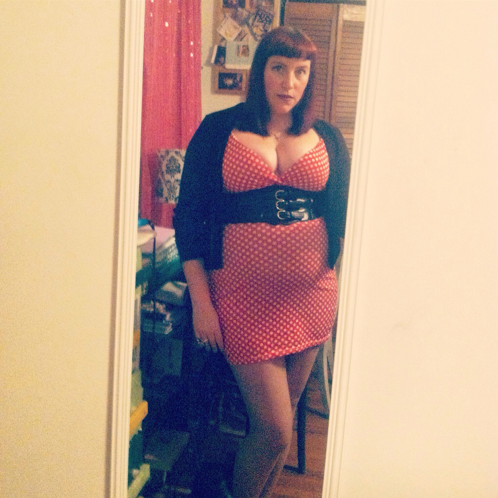 My Super Sexy Pin Up Minnie Red Polka Dot Bodycon Wiggle Dress because I will not let the weather permanently keep me in multiple layers photo