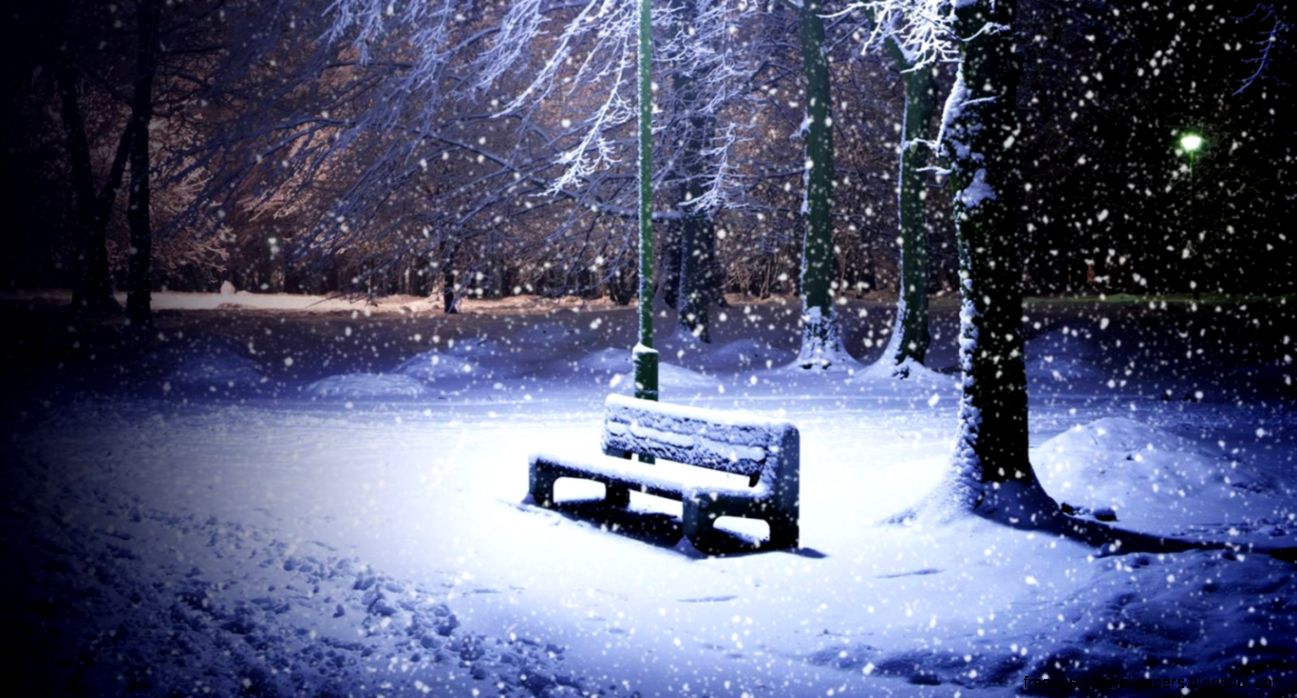 1366x768 Snowing Park desktop PC and Mac wallpaper