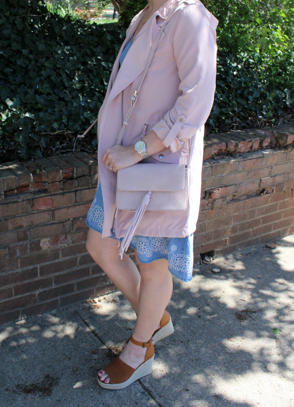 bohoblu, spring style, how to dress for spring, chambray dress, blush jacket