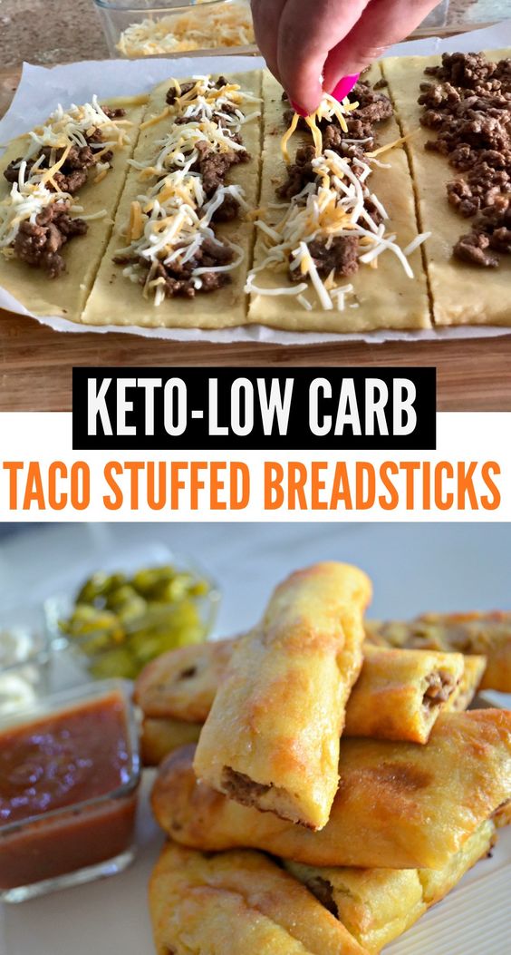 Easy Keto Taco Stuffed Breadsticks variousfoods