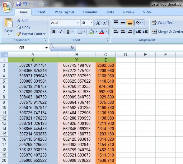 Kontur Dari Data Excel