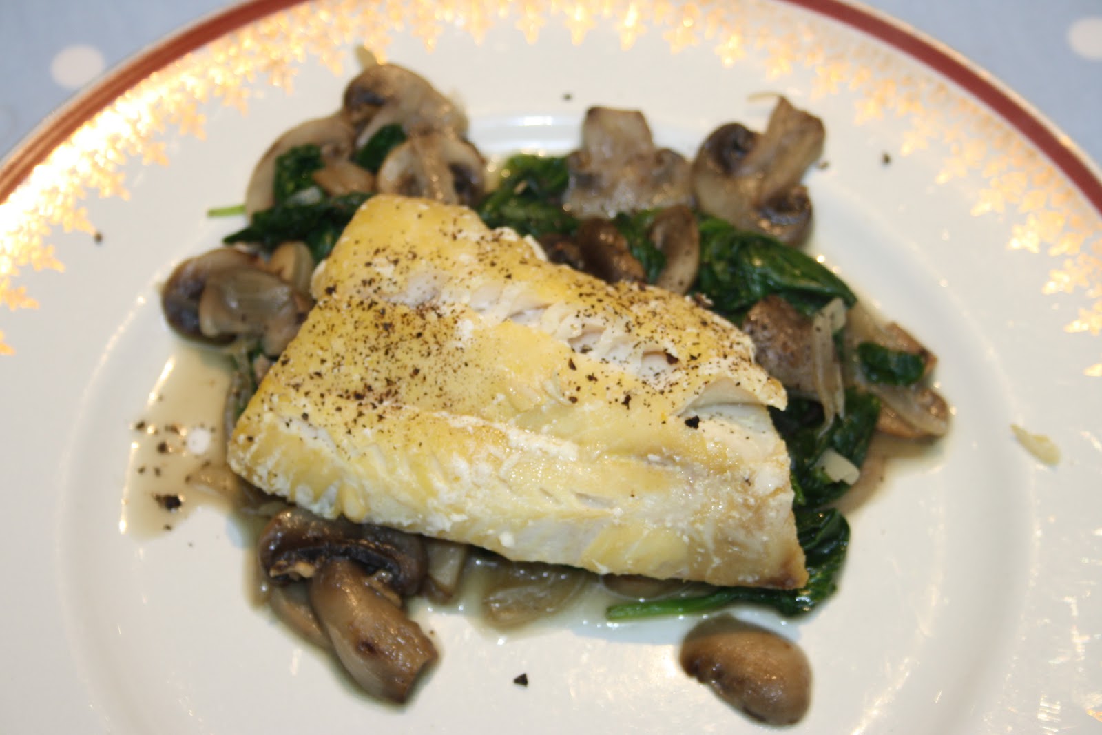 Kitchen Fairies Smoked haddock with spinach and mushrooms